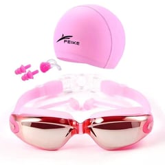 FEIKE - Lentes Natación Rosados HD Protección UV con Gorro