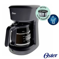 OSTER - Cafetera 12 Tazas con Filtro Permanente BVSTDCS12B