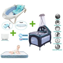 EBABY - Cuna Corral Sally 716 CL + Colchón de 4" CL + Bañera