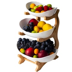 ELMEJORPRECIO - Frutero Centro De Mesa De 3 Niveles Para decoración Blanco