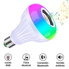 OEM - Foco Bombillo RGB Parlante Incorporado Bluetooth con Control