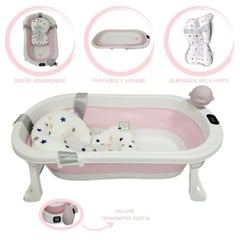 BABY KITS - Bañera Pleglable JELLY CON TERMOSTATO ROSADO