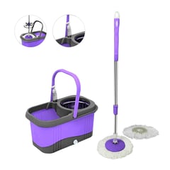 SASHIJA - Balde Escurridor Trapeador 2 Mopas + Dispensador Morado