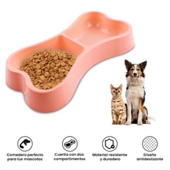 CC GROUP - Plato Doble de Comida para Mascotas - Rosa