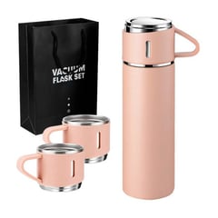 GENERICO - Set de 4 Pz Termo de Acero Inoxidable 500 ml Taza Rosa