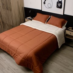 ISATEX HOME - Edredón Ocre con Sherpa King Size Premium hipoalergénico