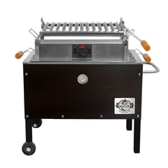 MEAT MASTER - Caja China Master Jr Black + Parrilla Levadiza Galvanizada + Termómetro + Funda