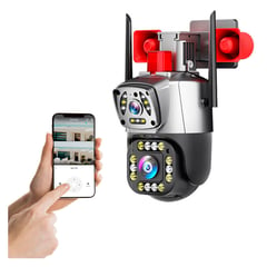 BUYPAL - Camara Ip Wifi Ptz Doble Lente 360 Exterior Sirenas Alarma