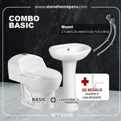 STONE - COMBO INODORO ONE PIECE BASIC BLANCO C LAVATORIO BASIC BLANCO