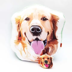 QALA DISEÑO - Pack Almohada y Llavero - - Perro Golden Retriever