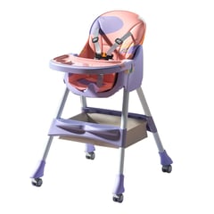 BUYPAL - Silla de Comer Bebe Rodante Multifuncional Rosado