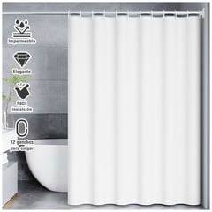 SASHIJA - Cortina de Baño Moderna Impermeable Accesorio para Ducha U11 Blanco