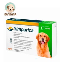 SIMPARICA - Antipulgas para Perros de 20 a 40 kg x 3 tabletas