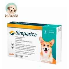 SIMPARICA - Antipulgas para Perros de 10 a 20 kg x 3 tabletas