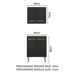 MADESA - Kit de Alacena y Mostrador de Cocina Emilly 64 cm