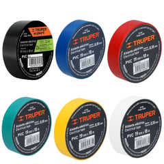 TRUPER - Kit cinta aislante colores 6 unidades, 19mm x 18m Expert