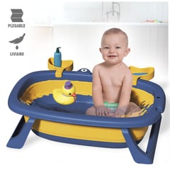 KELLER - Bañera Plegable para Bebés Tina de Baño Cangrejo WI5 Azul