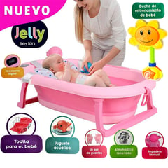 BABY KITS - NUEVO Tina Bañera Plegable JELLY Con Termómetro Rosado