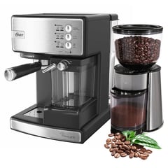 OSTER - Kit Cafetera Espresso PrimaLate 15 bares mas Molinillo de cafe