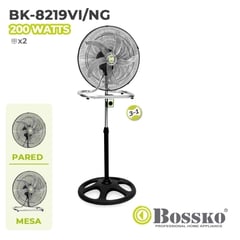 BOSSKO - Ventilador de 5 Aspas 3 en1 De 18 PULGADAS BK-8219VI/NG - NEGRO