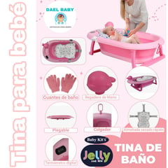 BABY KITS - Bañera para Bebe con Termómetro JELLY Guantes y Rociador