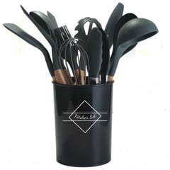 OEM - Set de Utensilios para Cocinas de Silicona por 12 pzas Color Negro