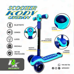 UNIVERSAL - SCOOTER PARA NIÑOS CON LUCES AZUL DE 5-15 AÑOS KODI URBAN