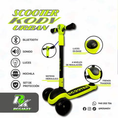 UNIVERSAL - SCOOTER PARA NIÑOS AMARILLO CON LUCES 5-15 AÑOS KODI URBAN