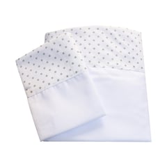 COLCHONES AGU BABY - Juego De Sábanas Para Cuna - Blanco - Estrellas Plomo