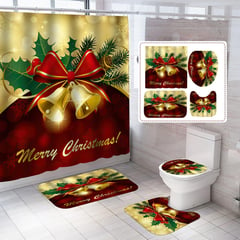 GENERICO - Juegos de Baño Cortina Ducha Navideñas 4 piezas Decoración Festividad