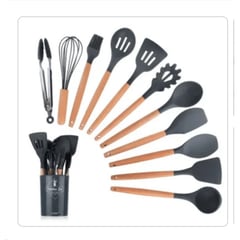 GENERICO - SET DE 12 UTENSILIOS SILICONA PARA COCINA Y REPOSTERIA NEGRO