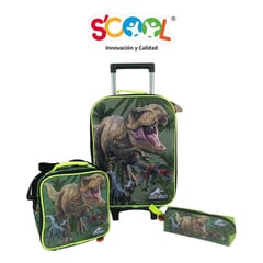 SCOOL - - Set maleta oficio lonchera y cartuchera Jurassic