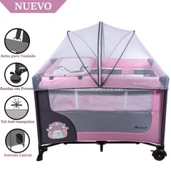 EBABY - Cuna Corral con Cambiador Happy Dream Rosado