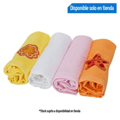 JUST HOME COLLECTION - Setx4 Toallitas de Baño Infantiles de Algodón 27x27cm