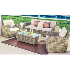 JUST HOME COLLECTION - Juego de Living de terraza Asturia 5 Personas Café