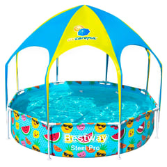 BESTWAY - Piscina Estructural para Niños 244x51cm Redonda con Techo