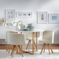 JUST HOME COLLECTION - Juego de Comedor 4 Sillas Pizza Blanco