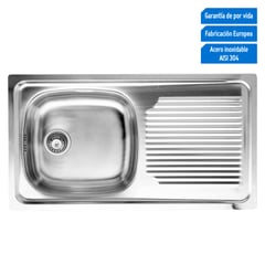 TEKA - Lavadero de Cocina Acero Inoxidable 1 Poza con Escurridero 79.8x43.8cm