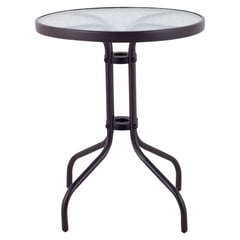 JUST HOME COLLECTION - Mesa redonda con Vidrio 60 cm Negra