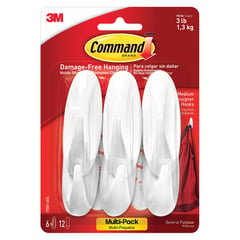 3M - Ganchos Command Value-pack, Medianos, Blanco X 6 Und