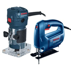 BOSCH - Fresadora Ruteadora 550W + Sierra Caladora 450W eléctrica