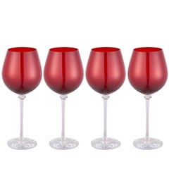 JUST HOME COLLECTION - Set de 4 Copas para Vino Tinto Roja