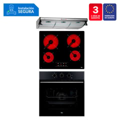 TEKA - Tricombo Campana Tradicional C 9310 C/F + Cocina Empotrable TB 6415 + Horno Eléctrico HSB 610