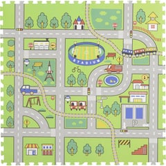 JUST HOME COLLECTION - Alfombra Cuadrada Puzzle Pista 60x60cm