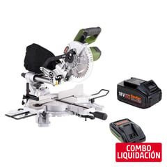 BAUKER - Sierra Ingleteadora Inalámbrica 7-1/4'' 18V Sin Batería + Batería Recargable 18V 4.0Ah Bauker + Cargador de Batería 18V Bauker