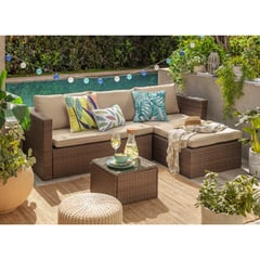 JUST HOME COLLECTION - Juego Living de terraza Livorno 4 Personas Café