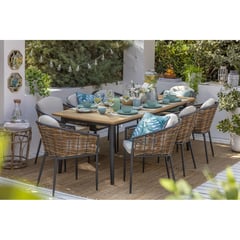 JUST HOME COLLECTION - Juego de Comedor Terraza Teca Cordova 8 Personas