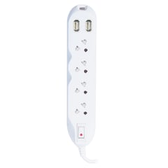 BTICINO - Extensión 4 Tomas Universal 2 Puertos 3 USB 3 Metros Blanco