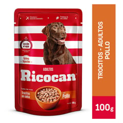 RICOCAN - Adultos Alimento Perros Pouch Trocitos 100gr Pollo