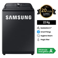 SAMSUNG - Lavadora 22 Kg BubbleStorm WA22A8377GV Negro